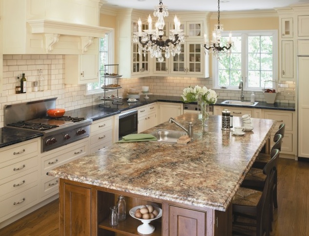 Beige granite countertops